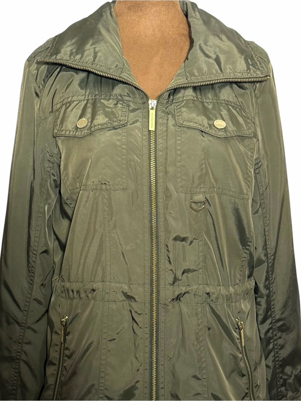 Michael Kors Hooded Utility Jacket Olive Green Anorak Coat Size S - Picture 5 of 16